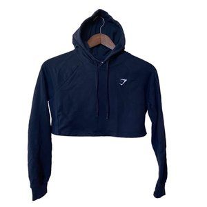 Gymshark Cropped Hooded Training Sweatshirt Top size XS Black